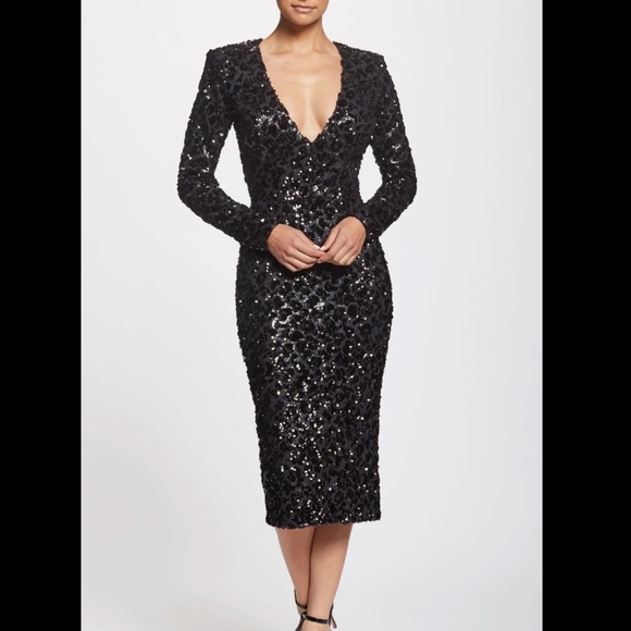 Dress the Population Dresses & Skirts - Plunge Sequin Midi Dress